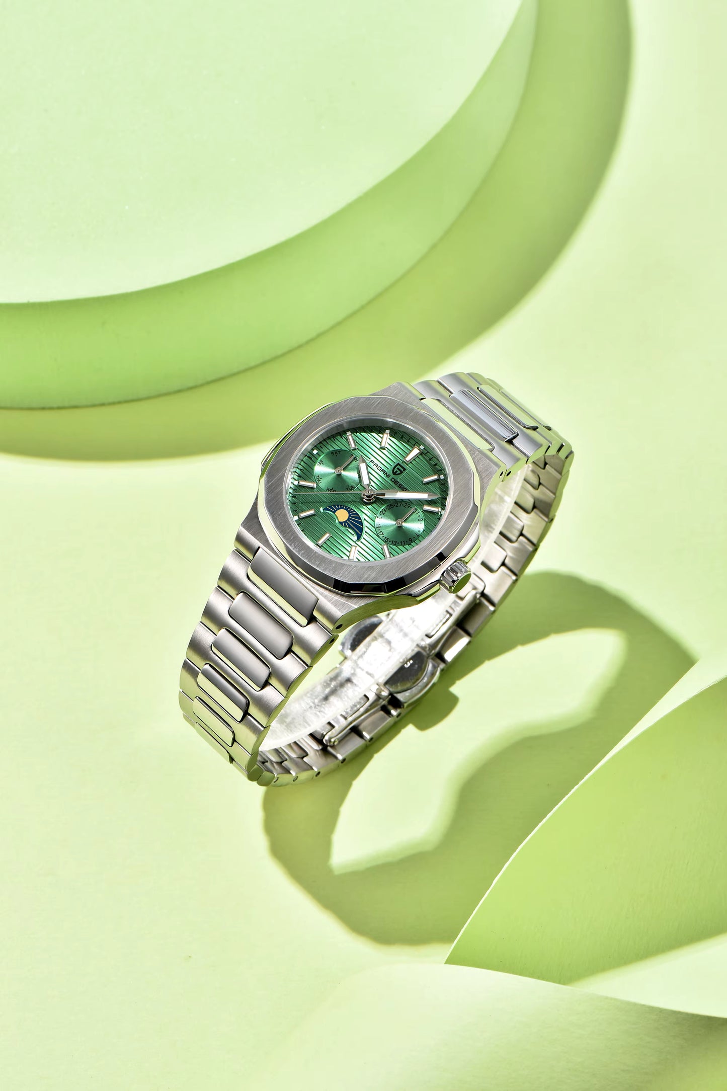 Pagani Design Damenarmbanduhr – Luxus Quarzuhr mit Mondphase & Chronograph | Edelstahl & Saphirglas | Elegante Uhr für Damen | Zeyra® Edition