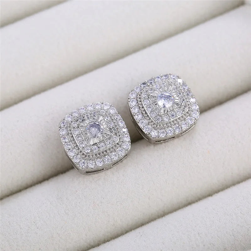 925 Sterling Silber Ohrstecker – Princess Cut Zirkonia, quadratisches Design | Damen | Zeyra | Versand aus D