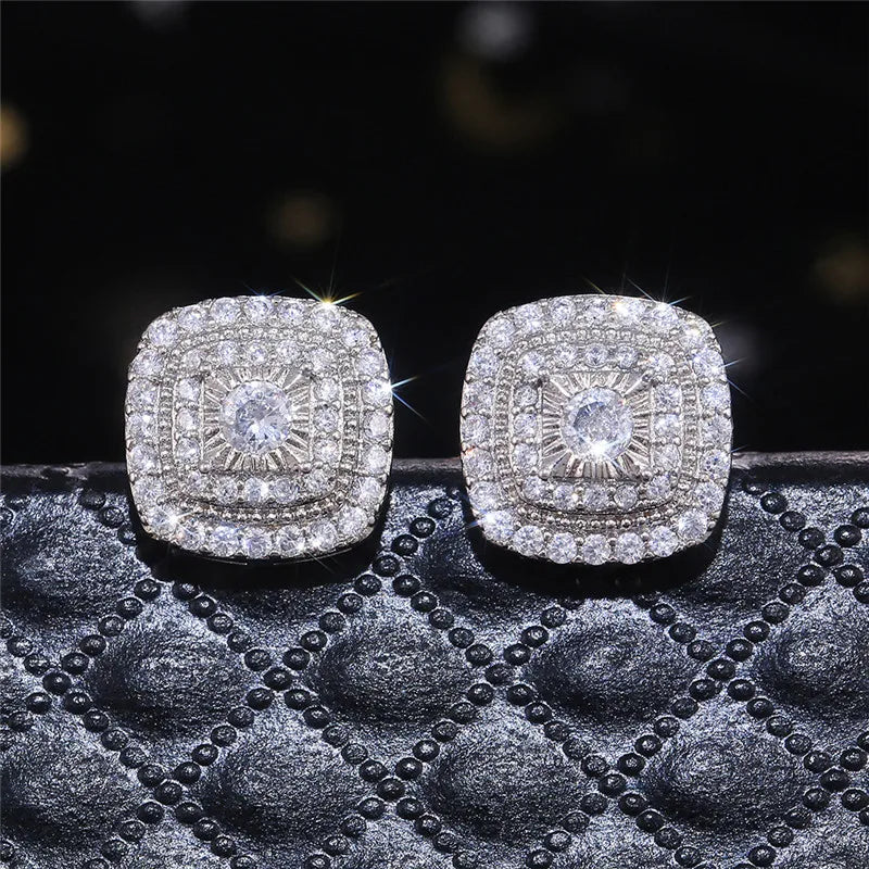 925 Sterling Silber Ohrstecker – Princess Cut Zirkonia, quadratisches Design | Damen | Zeyra | Versand aus D