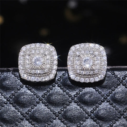 925 Sterling Silber Ohrstecker – Princess Cut Zirkonia, quadratisches Design | Damen | Zeyra | Versand aus D
