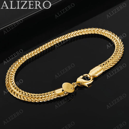 Zeyra® 925 Silber & 18K Gold Armband – 6 mm Sideways Chain | Unisex Luxusarmband für Hochzeit, Party & Alltag