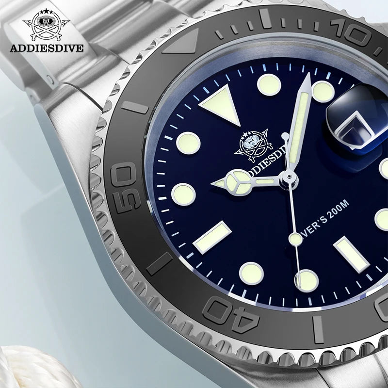 ADDIESDIVE BGW9 Herren Taucheruhr – Edelstahl 20 Bar Wasserdicht | Luminous Quarz-Chronograph | Luxus Sport- & Business-Uhr | Zeyra®