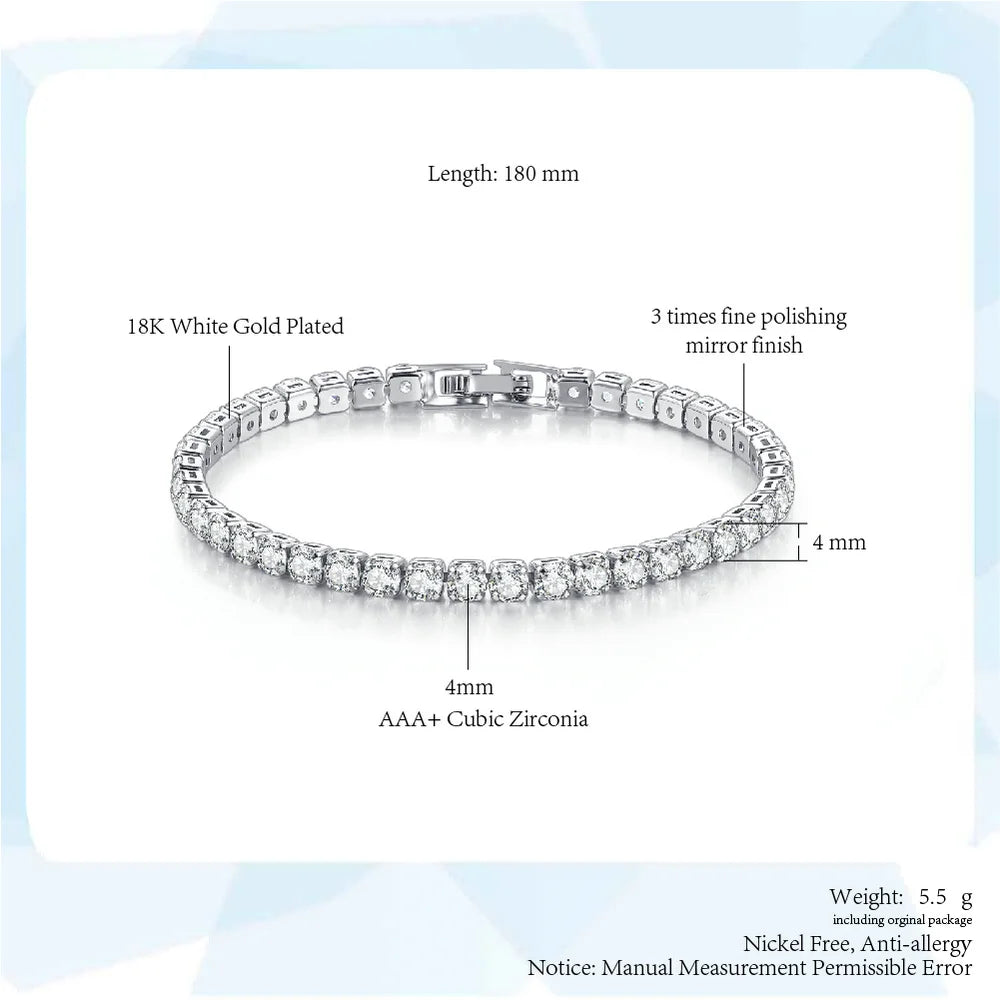 Tennisarmband Damen – Buntes Zirkonia Armband 4mm, Silberfarben, Luxus & Trendy | Zeyra | Versand aus D