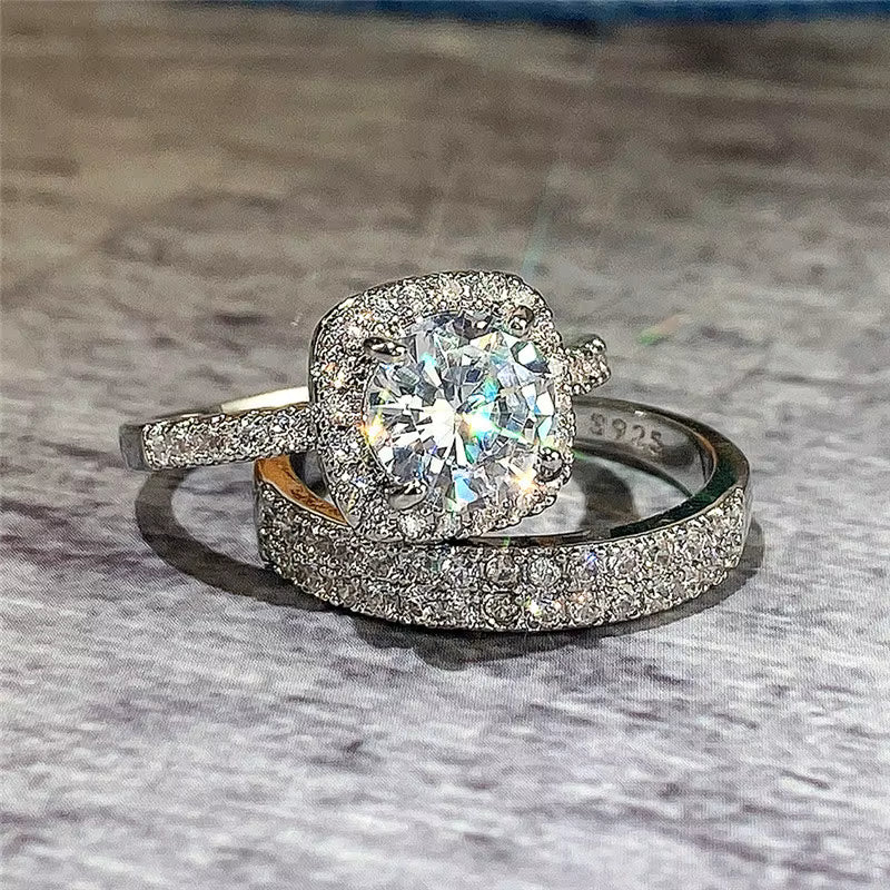 925 Sterling Silber Damenring Set – 2-teiliges Hochzeitsring-Set | Elegantes Design & Premium Qualität | Zeyra® | Versand aus DE