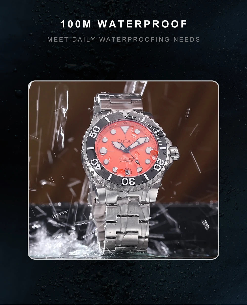 Cadisen Aqua Diver 2024 – Luxus-Automatik Herrenuhr, NH35A, 100M wasserdicht, Luminous | Zeyra | Versand aus D