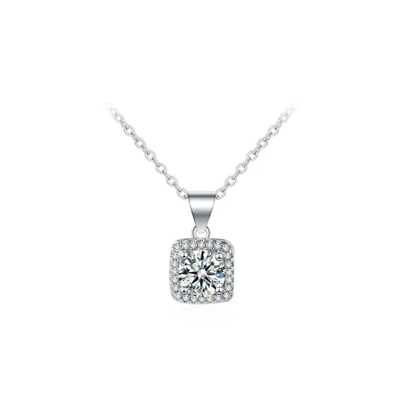 925 Sterling Silber Damen Halskette – Quadratischer Zirkonia-Anhänger, Elegant & Zeitlos | Zeyra | Versand aus D