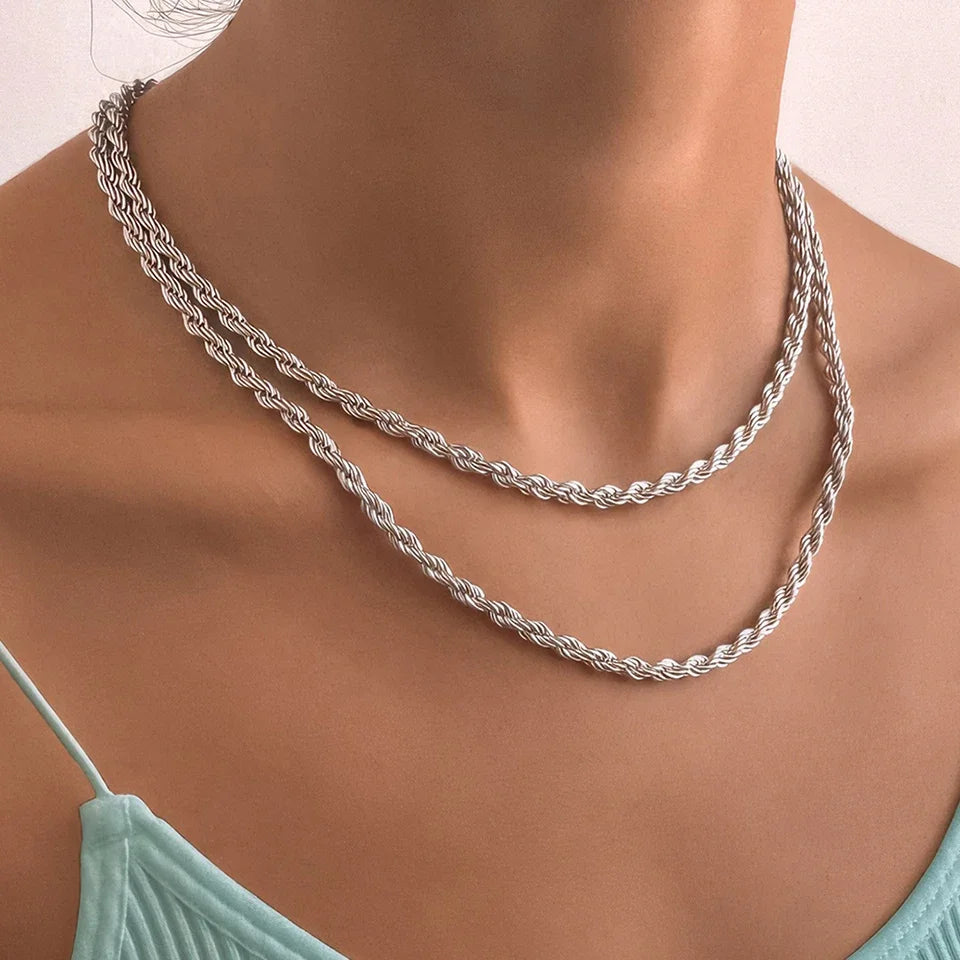 Zeyra® Rope Chain Halskette – 4 mm 925 Sterling Silber | Unisex Schmuck | Hip-Hop & Minimal Style | Luxus Kette für Damen & Herren