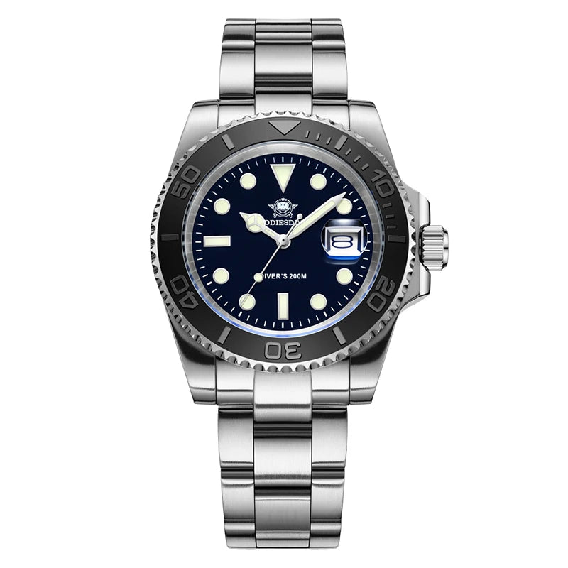 ADDIESDIVE BGW9 Herren Taucheruhr – Edelstahl 20 Bar Wasserdicht | Luminous Quarz-Chronograph | Luxus Sport- & Business-Uhr | Zeyra®
