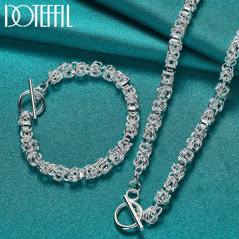 925 Sterling Silber Schmuckset – Halskette & Armband, 2-teilig, Klassisches Design Unisex | Zeyra | Versand aus D