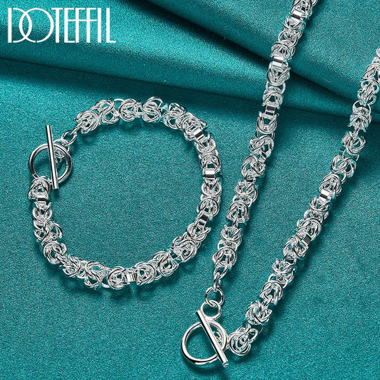 925 Sterling Silber Schmuckset – Halskette & Armband, 2-teilig, Klassisches Design Unisex | Zeyra | Versand aus D