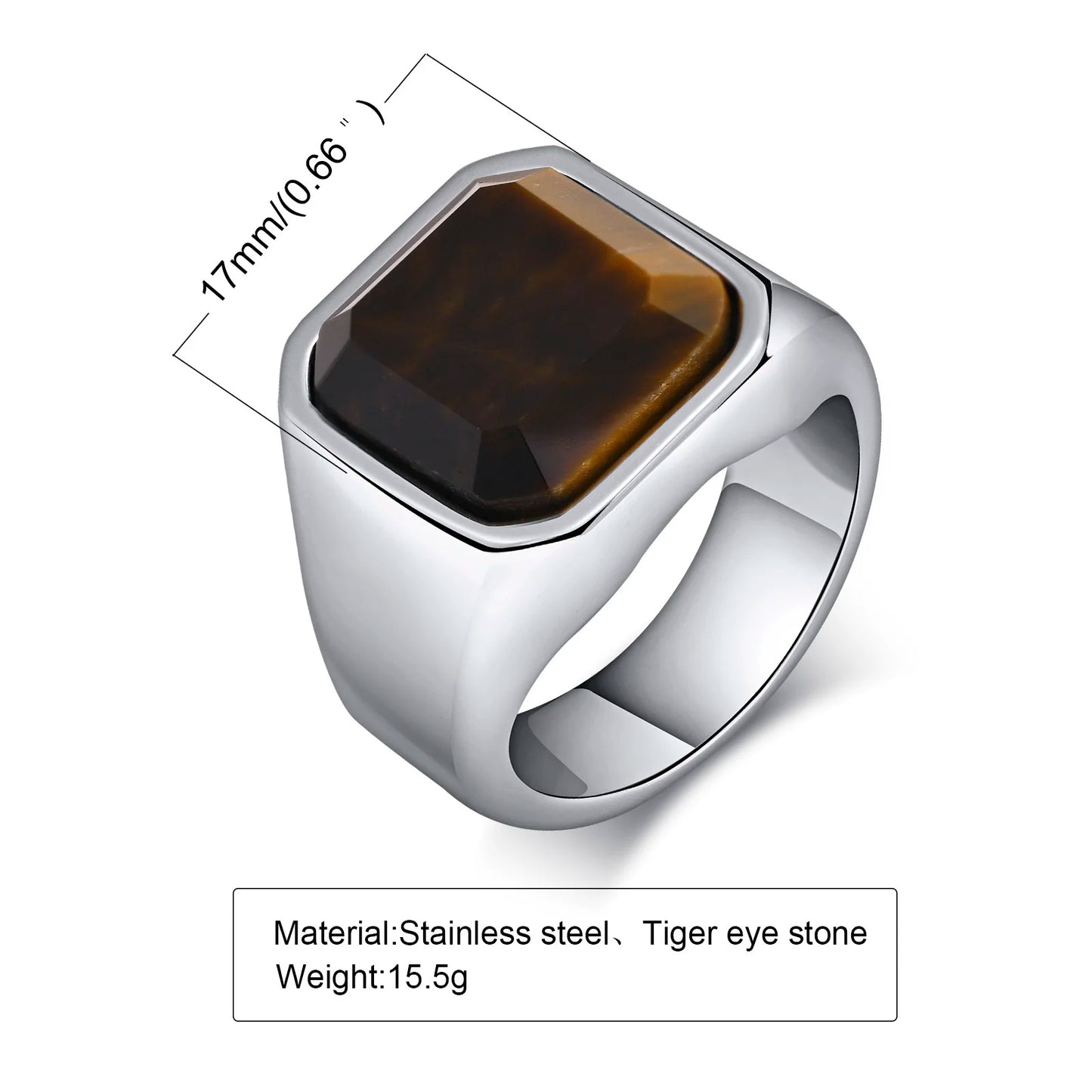 Zeyra® Herrenring – Punk Square Signet Ring | Edelstahl mit Naturstein | Zeitloses Design, Nie verblassend | Geschenk für Männer & Väter