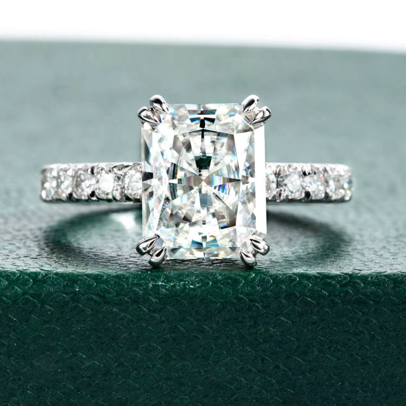 DEZO 4CT Radiant Cut Moissanite Ring – 925 Sterling Silber Verlobungsring für Damen | D-Farbe VVS1 Brillanz & GRA-Zertifikat | Zeyra® | Versand aus DE
