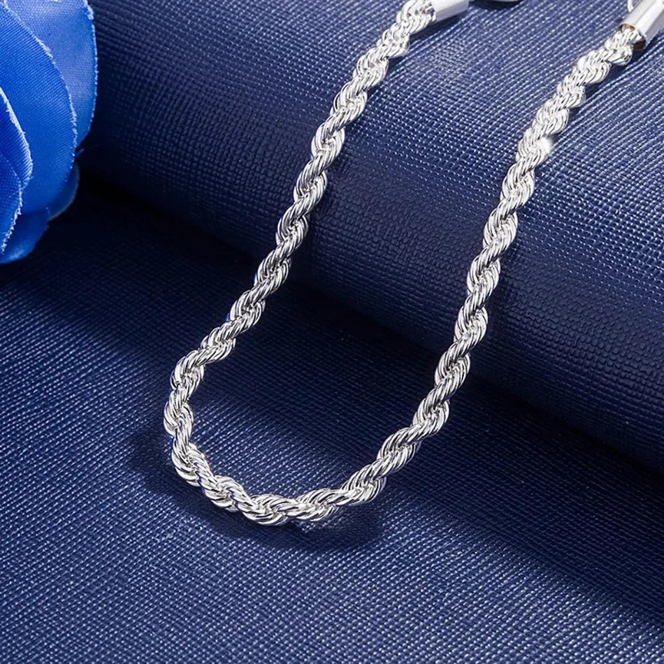 925 Sterling Silber Rope Chain Armband – 4mm Seilkette, Unisex, Klassisch & Zeitlos | Zeyra | Versand aus D