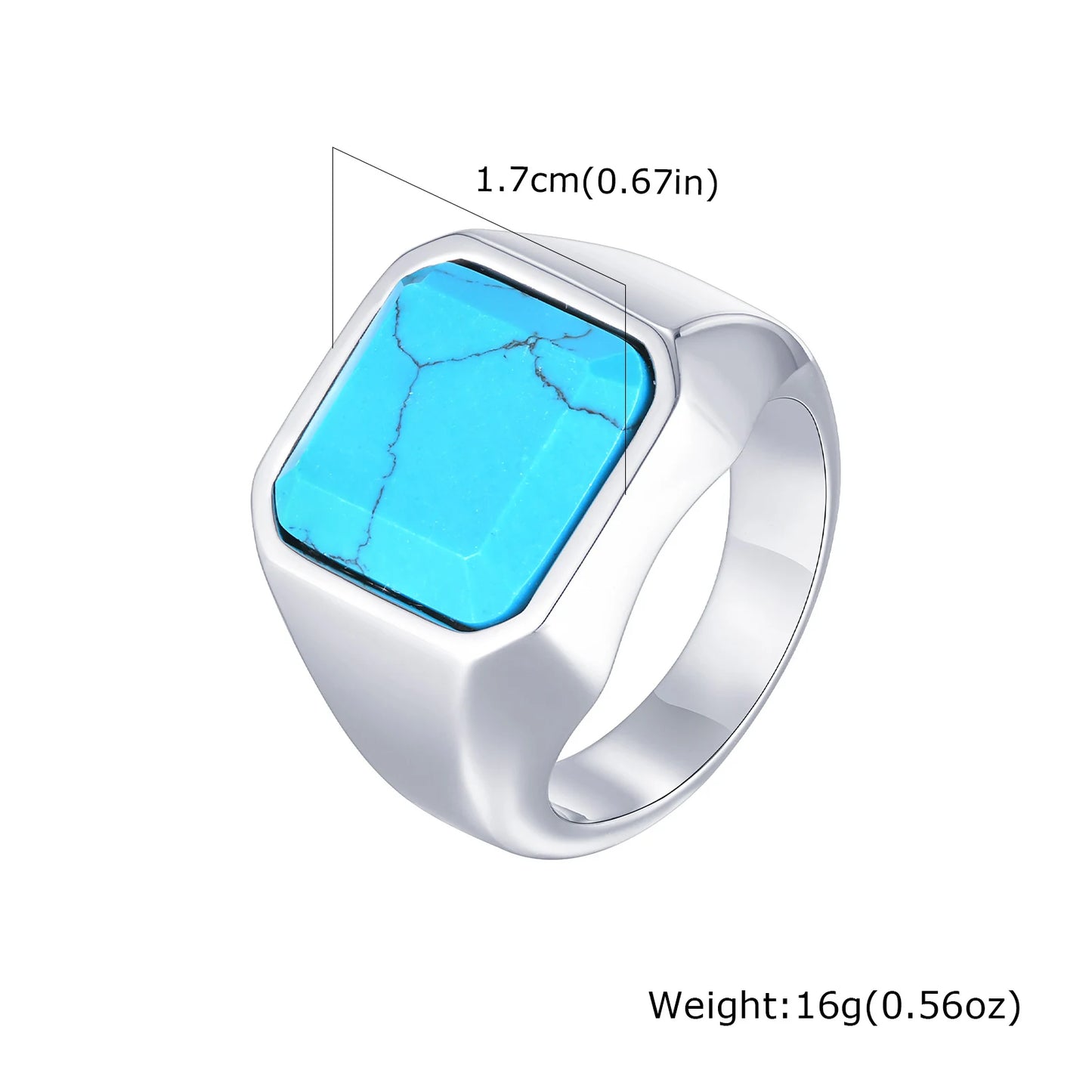 Zeyra® Herrenring – Punk Square Signet Ring | Edelstahl mit Naturstein | Zeitloses Design, Nie verblassend | Geschenk für Männer & Väter