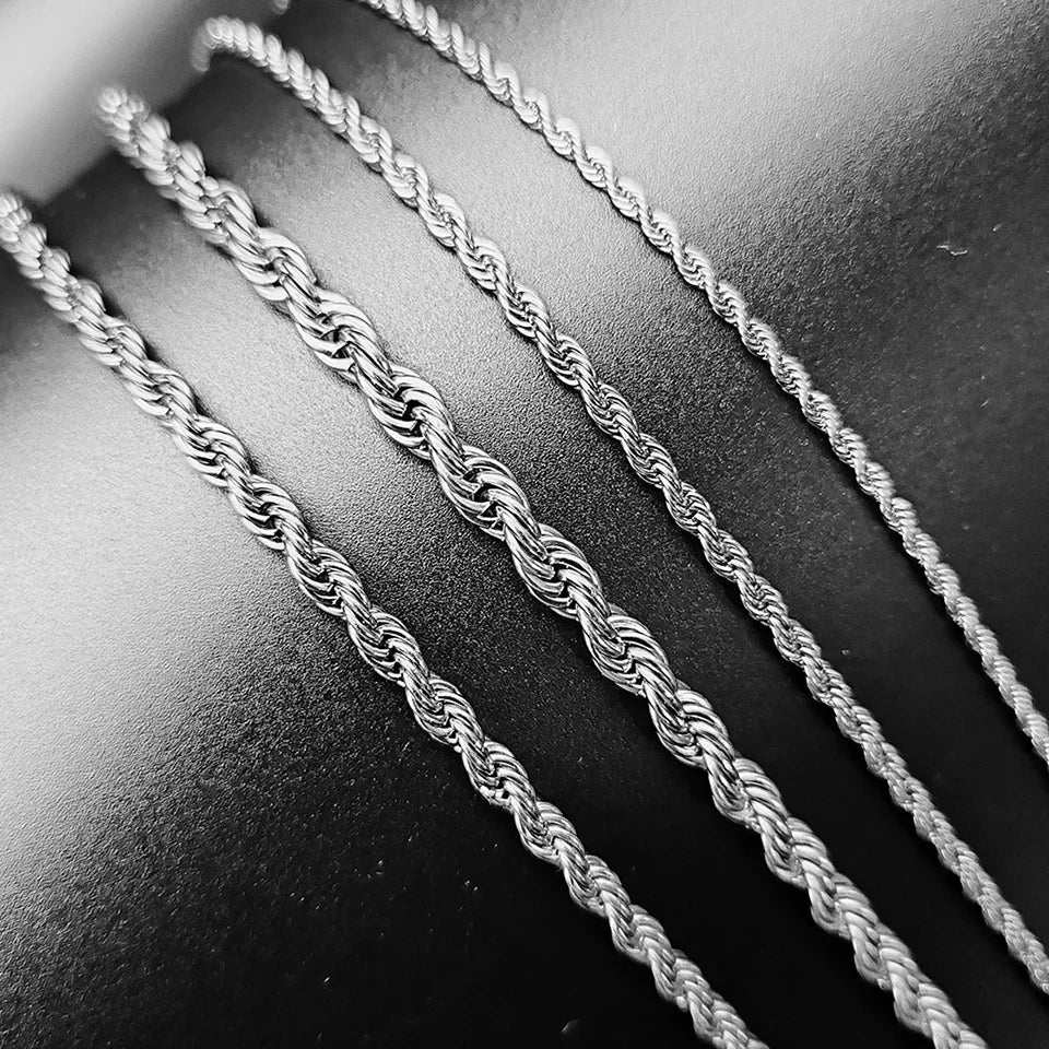 Zeyra® Rope Chain Halskette – 4 mm 925 Sterling Silber | Unisex Schmuck | Hip-Hop & Minimal Style | Luxus Kette für Damen & Herren