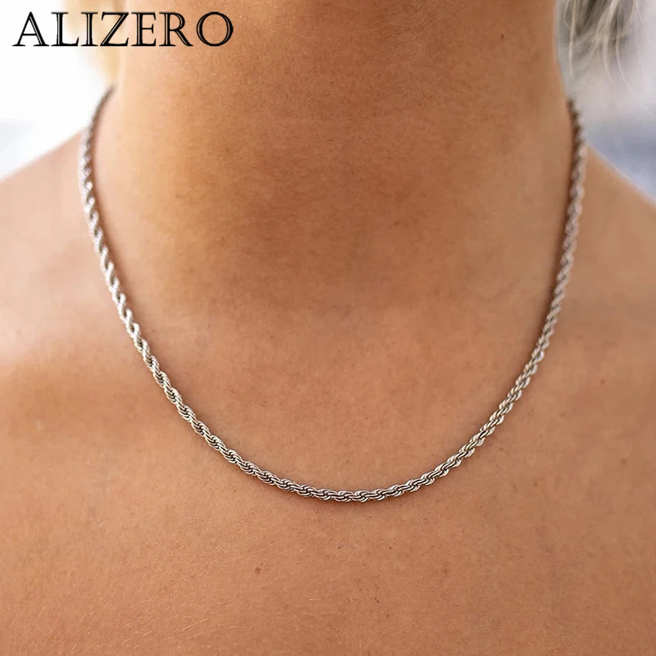 Zeyra® Rope Chain Halskette – 4 mm 925 Sterling Silber | Unisex Schmuck | Hip-Hop & Minimal Style | Luxus Kette für Damen & Herren