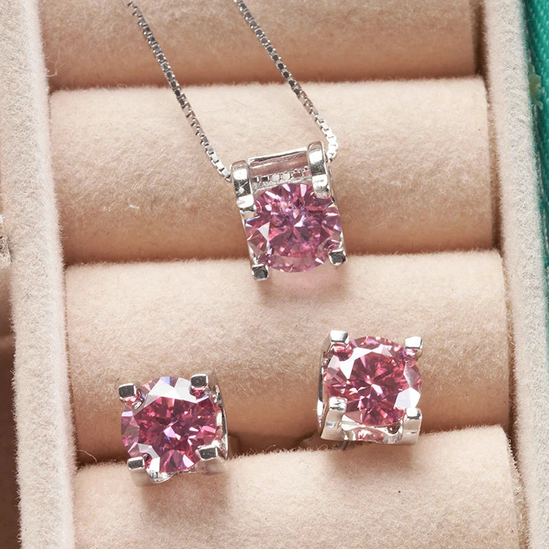 Moissanite Schmuckset Damen – 3ct D Color, 925 Sterling Silber (Ohrringe & Halskette) | Hochzeit & Verlobung | Zeyra | Versand aus D
