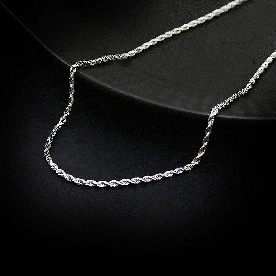 Zeyra® Rope Chain Halskette – 4 mm 925 Sterling Silber | Unisex Schmuck | Hip-Hop & Minimal Style | Luxus Kette für Damen & Herren