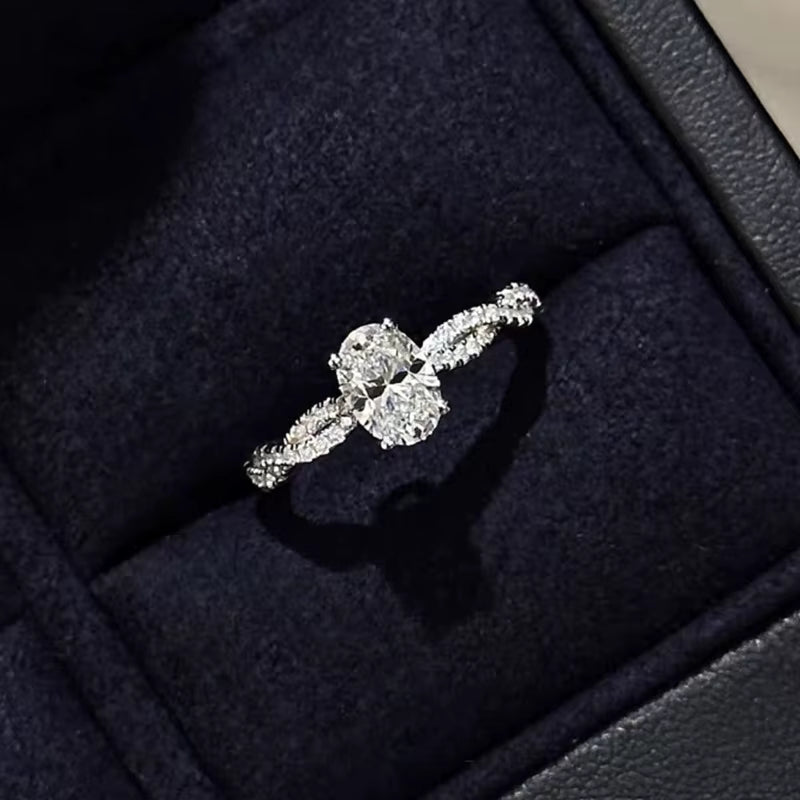 Zeyra® 1ct Oval Cut Moissanite-Ring – 18K vergoldet & 925 Sterling Silber | D Color VVS1 Brillanz | Verlobungs- & Hochzeitsring für Damen