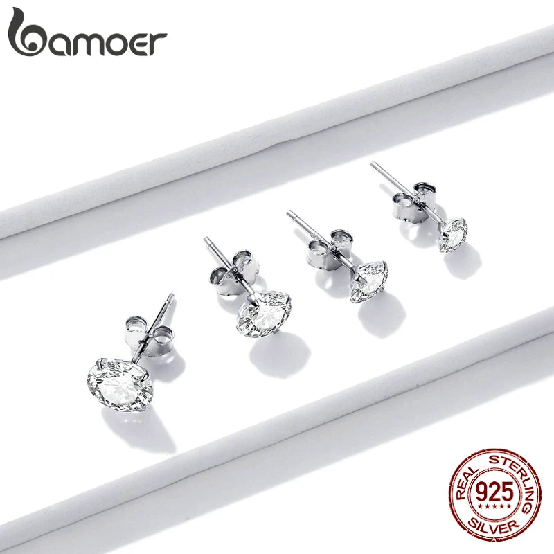 925 Sterling Silber Ohrstecker – Runde Zirkonia, 4–7mm, hypoallergen | Zeyra | Versand aus D
