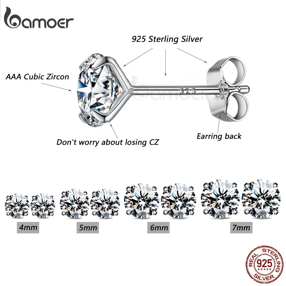 925 Sterling Silber Ohrstecker – Runde Zirkonia, 4–7mm, hypoallergen | Zeyra | Versand aus D