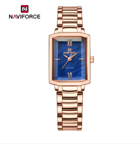 NAVIFORCE Women's Fashion Square Watches Gold Stainless Steel Strap Luxury Ladies Quartz Wristwatches Qualities Female Clock