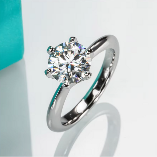 AnuJewel Moissanite Verlobungsring – 1ct / 2ct / 3ct / 5ct D-Farbe VVS1 | 925 Sterling Silber & 18K vergoldet | Zeyra® | Versand aus DE