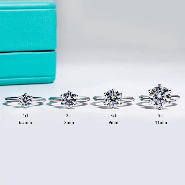 AnuJewel Moissanite Verlobungsring – 1ct / 2ct / 3ct / 5ct D-Farbe VVS1 | 925 Sterling Silber & 18K vergoldet | Zeyra® | Versand aus DE
