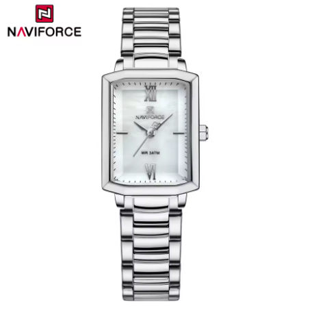 NAVIFORCE Women's Fashion Square Watches Gold Stainless Steel Strap Luxury Ladies Quartz Wristwatches Qualities Female Clock