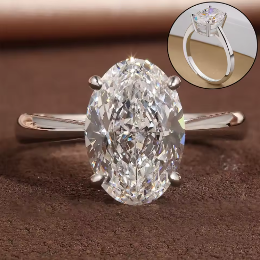 Zeyra® Oval Cut Moissanite Verlobungsring – 1/2/3/4 CT D-Farbe VVS1 | 925 Sterling Silber Damenring mit Hidden Halo & GRA-Zertifikat | Versand aus DE