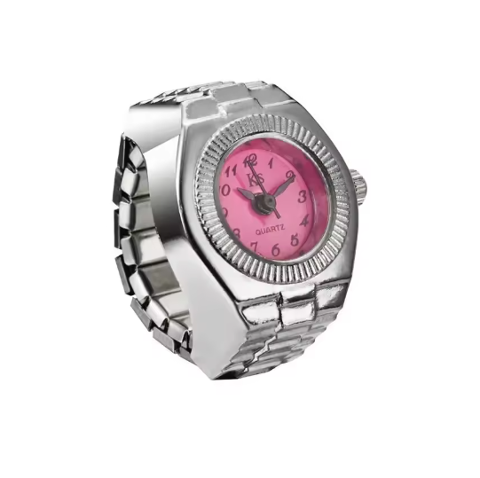 Vintage Uhrenring – Retro Mini Fingeruhr mit elastischem Band | Unisex Punk Schmuck & Accessoire | Zeyra®