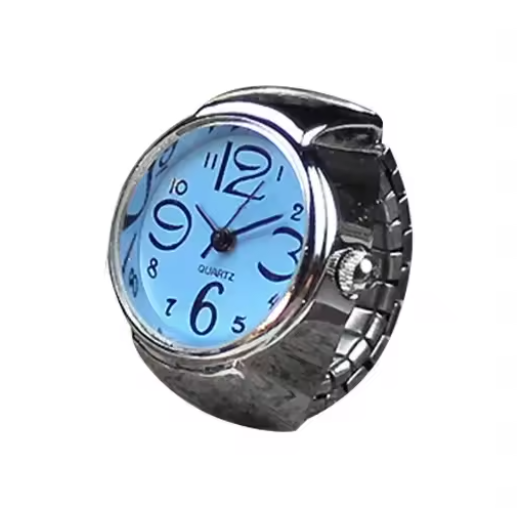 Vintage Uhrenring – Retro Mini Fingeruhr mit elastischem Band | Unisex Punk Schmuck & Accessoire | Zeyra®