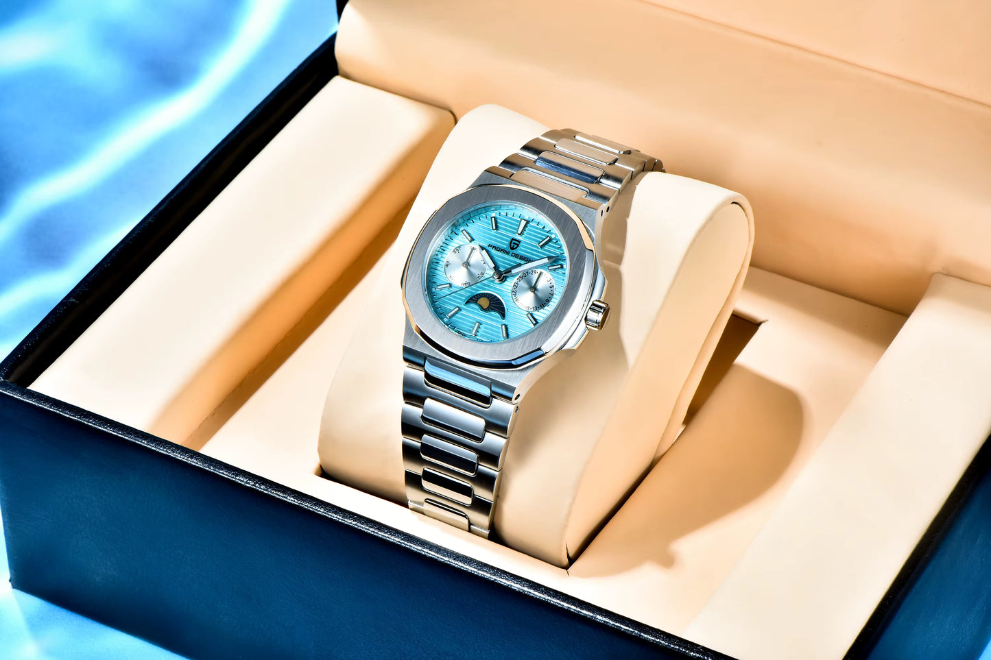 Pagani Design Damenarmbanduhr – Luxus Quarzuhr mit Mondphase & Chronograph | Edelstahl & Saphirglas | Elegante Uhr für Damen | Zeyra® Edition
