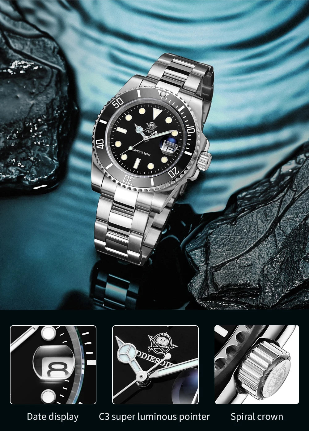 ADDIESDIVE Herren Edelstahl Uhr – Business & Sport Chronograph | Waterproof Quartz Watch | Zeyra® | Luxus für Alltag & Freizeit