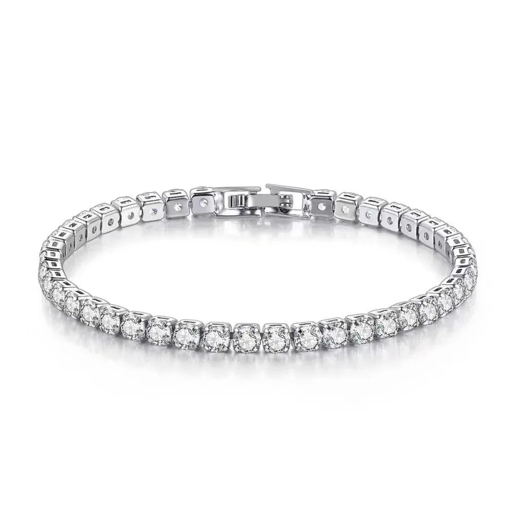 925 Sterling Silber Tennisarmband – Damenarmband mit Zirkonia, 4mm Breite, 16–20cm | Zeyra | Versand aus D