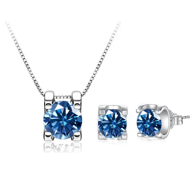 Moissanite Schmuckset Damen – 3ct D Color, 925 Sterling Silber (Ohrringe & Halskette) | Hochzeit & Verlobung | Zeyra | Versand aus D