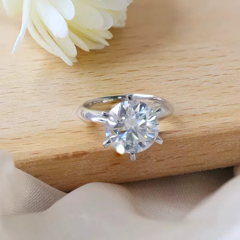 Zeyra® 0,5-5ct Moissanite Verlobungsring – 925 Sterling Silber | Brillant D Color VVS1 | Klassischer 6-Krappen-Schliff | Luxus Hochzeitsring für Damen