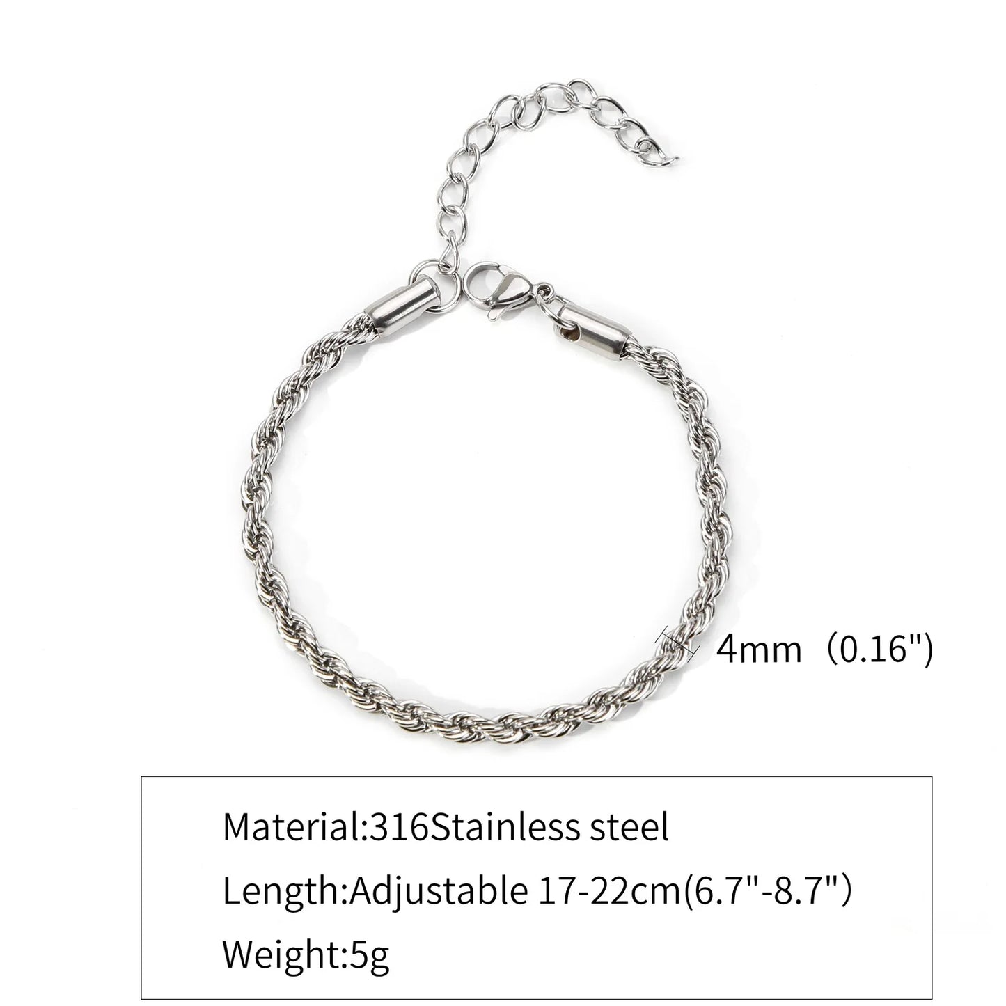 Edelstahlarmband Silber – Verstellbares Twist Chain Design für Herren & Damen | Hip-Hop Schmuck | Zeyra | Versand aus DE