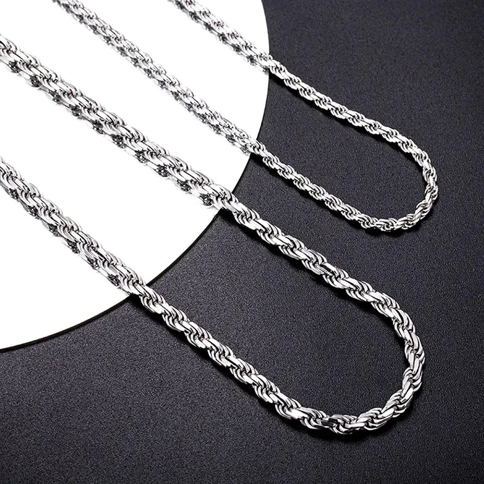 Zeyra® Rope Chain Halskette – 4 mm 925 Sterling Silber | Unisex Schmuck | Hip-Hop & Minimal Style | Luxus Kette für Damen & Herren