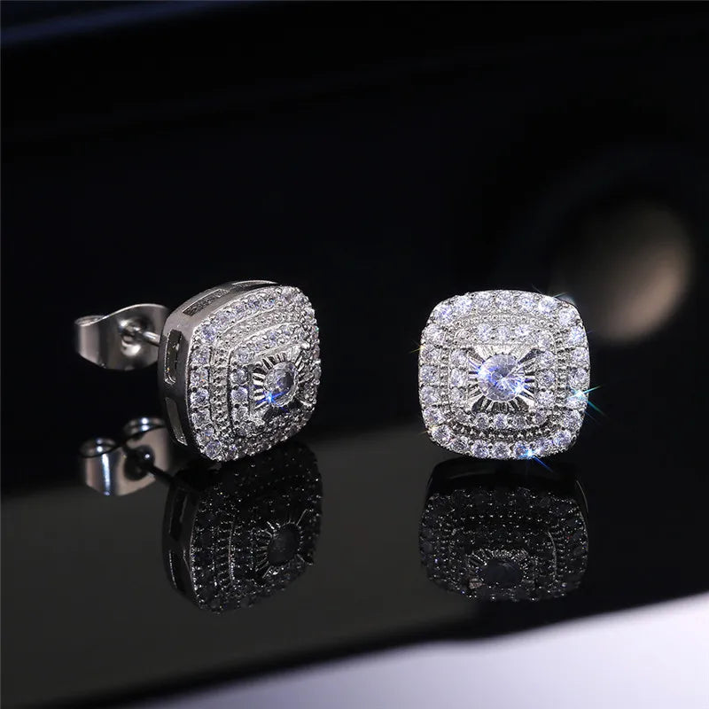 925 Sterling Silber Ohrstecker – Princess Cut Zirkonia, quadratisches Design | Damen | Zeyra | Versand aus D