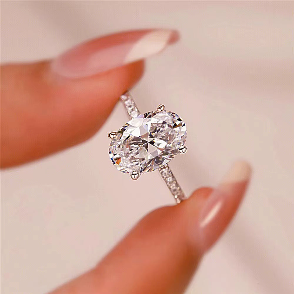 Zeyra® Oval Cut Moissanite Verlobungsring – 1/2/3/4 CT D-Farbe VVS1 | 925 Sterling Silber Damenring mit Hidden Halo & GRA-Zertifikat | Versand aus DE