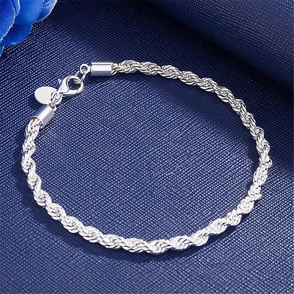 925 Sterling Silber Rope Chain Armband – 4mm Seilkette, Unisex, Klassisch & Zeitlos | Zeyra | Versand aus D