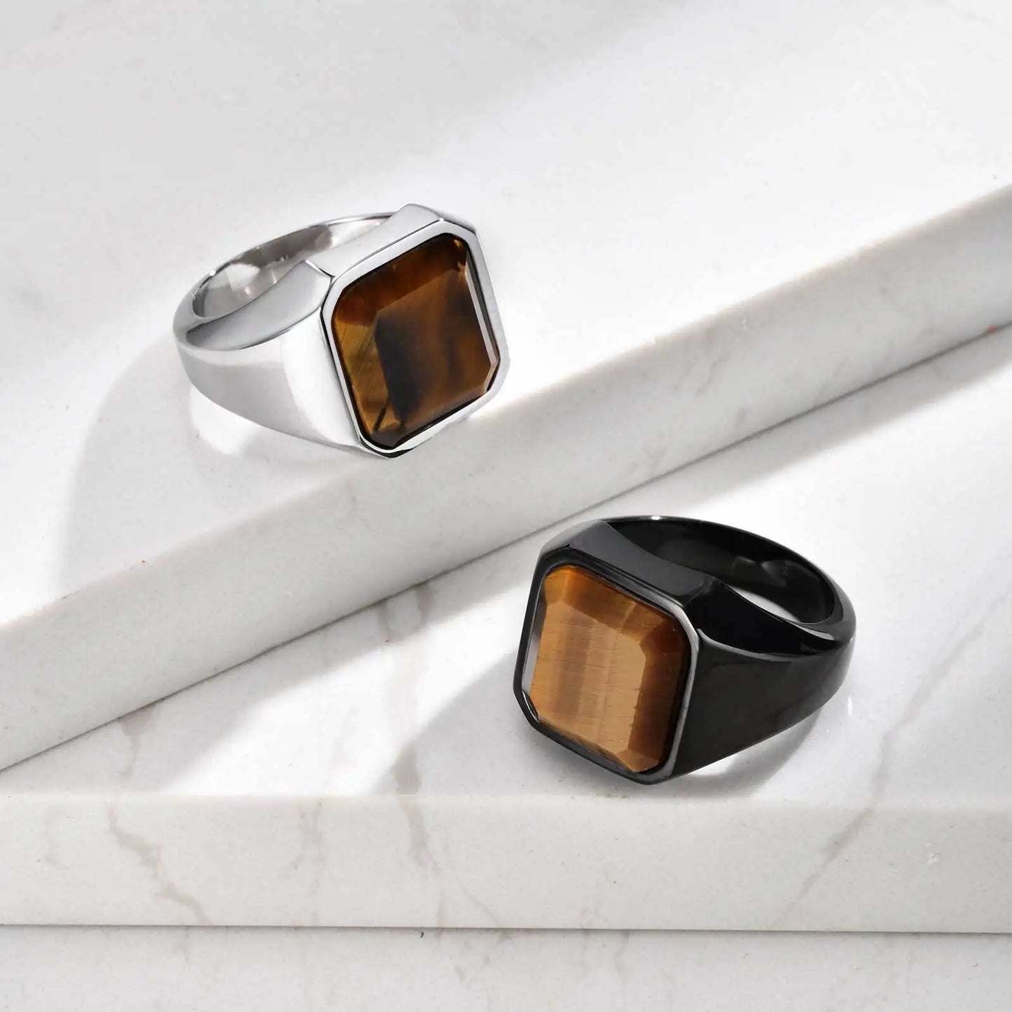 Herren Siegelring – Edelstahl Ring mit Tigerauge Stein, Wasserfest & Maskulin | Zeyra | Versand aus D