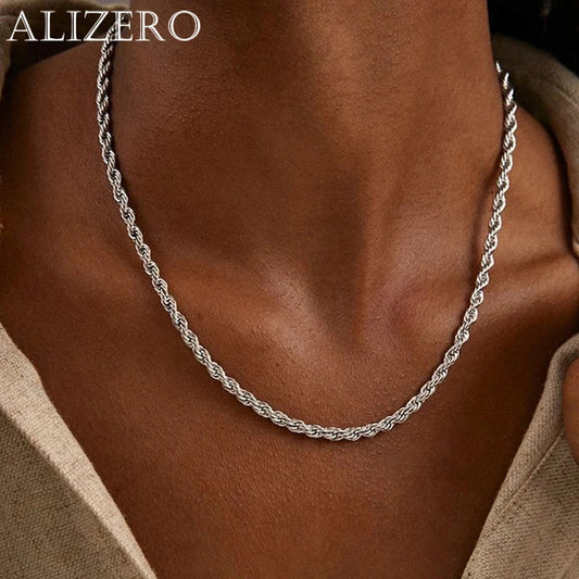 Zeyra® Rope Chain Halskette – 4 mm 925 Sterling Silber | Unisex Schmuck | Hip-Hop & Minimal Style | Luxus Kette für Damen & Herren