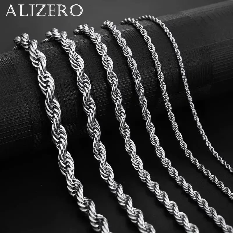 Zeyra® Rope Chain Halskette – 4 mm 925 Sterling Silber | Unisex Schmuck | Hip-Hop & Minimal Style | Luxus Kette für Damen & Herren