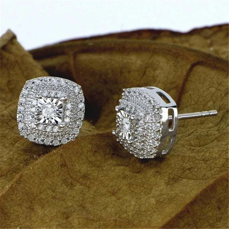 925 Sterling Silber Ohrstecker – Princess Cut Zirkonia, quadratisches Design | Damen | Zeyra | Versand aus D