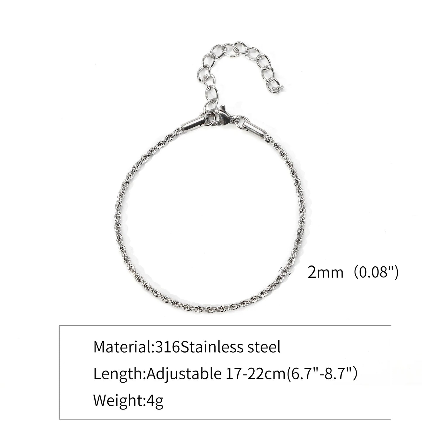 Edelstahlarmband Silber – Verstellbares Twist Chain Design für Herren & Damen | Hip-Hop Schmuck | Zeyra | Versand aus DE