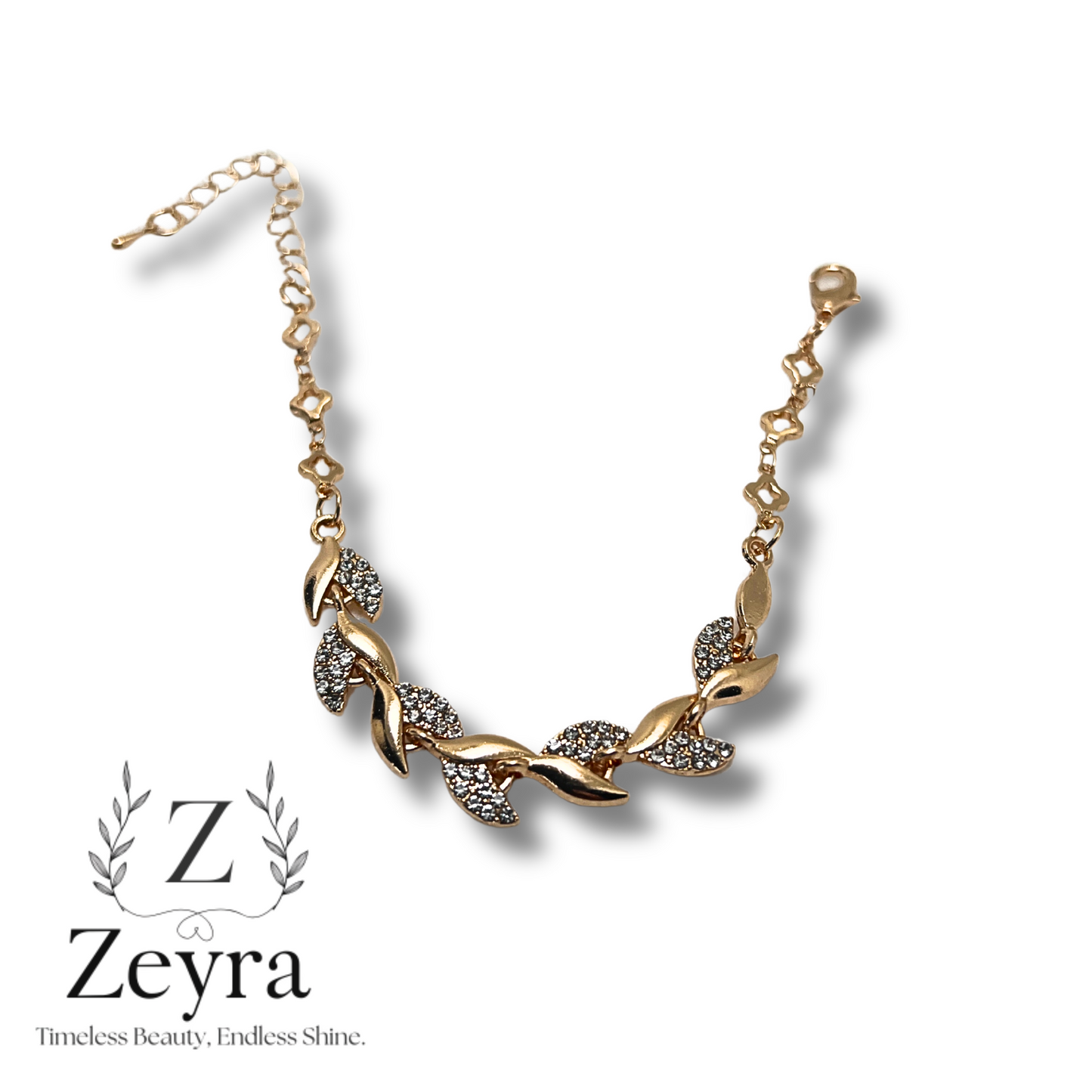 Leaf Sparkle – Vergoldetes Damen-Armband mit Zirkonia & filigranem Blatt-Design | Zeyra | Versand aus DE