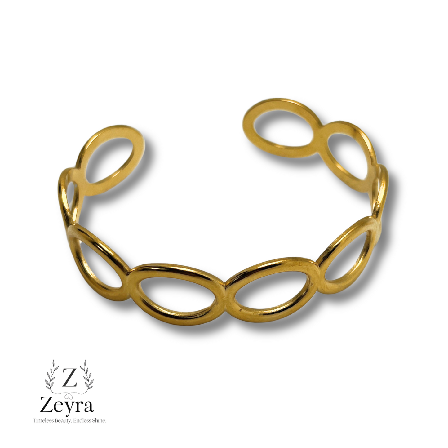 Celestial Loop – Vergoldeter Edelstahl-Armreif mit ovalem Design, Elegant & Zeitlos | Zeyra | Versand aus DE