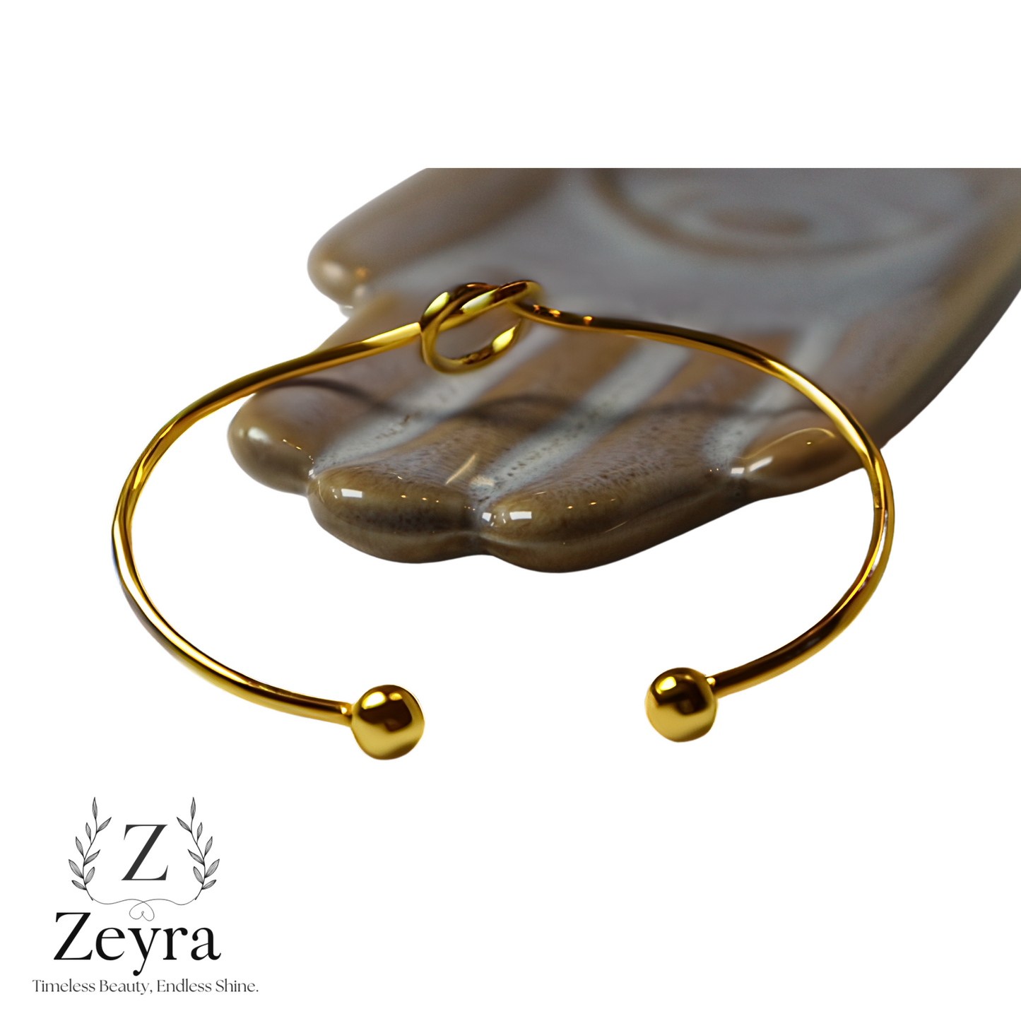 Eternal Knot – Vergoldeter Edelstahl-Armreif mit Knoten-Design, Verstellbar & Elegant | Zeyra | Versand aus DE